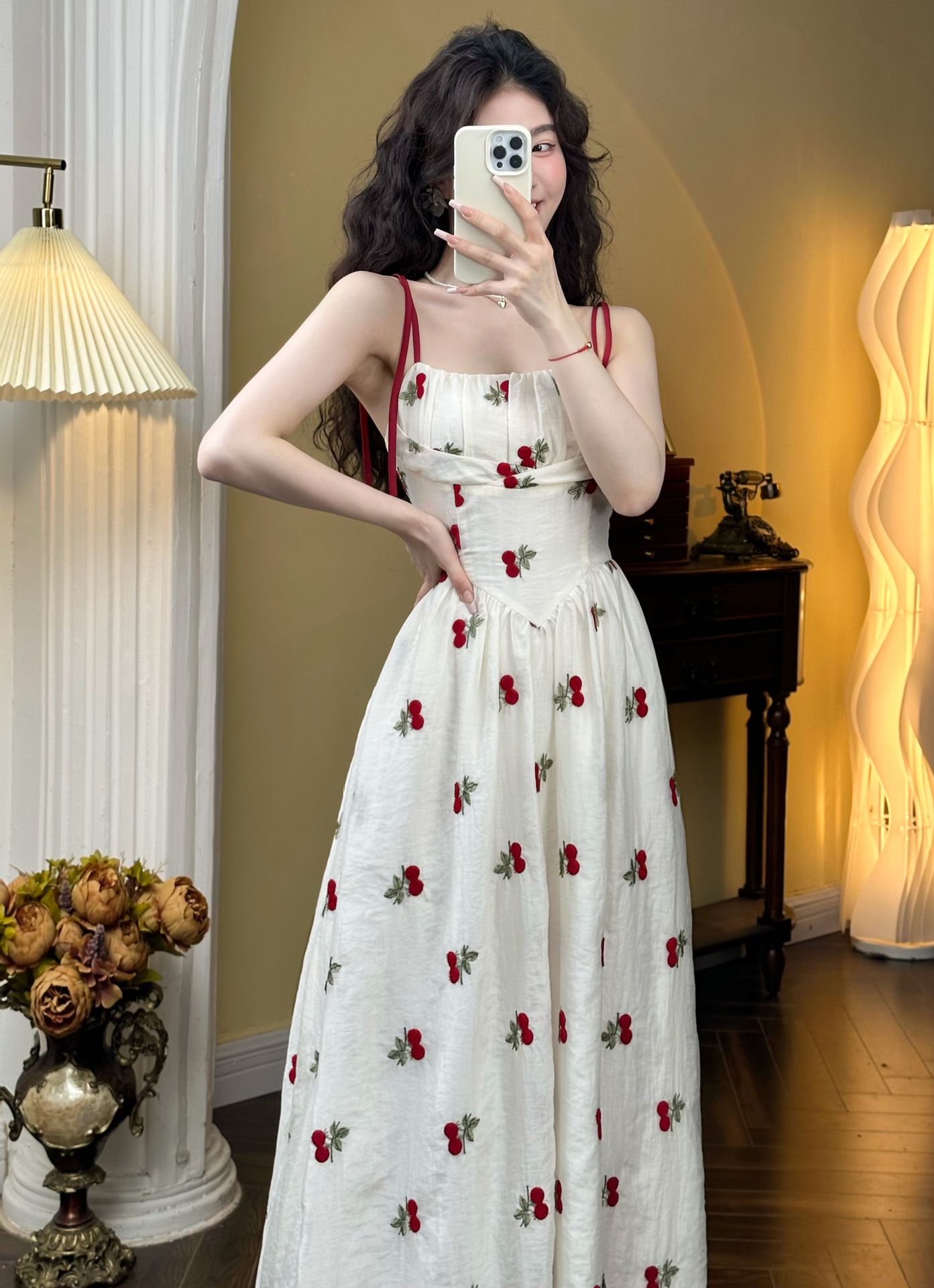 Summer Printed Suspender Split Dress Fashion Slim Lace-up Long Dresses For Women Clothing